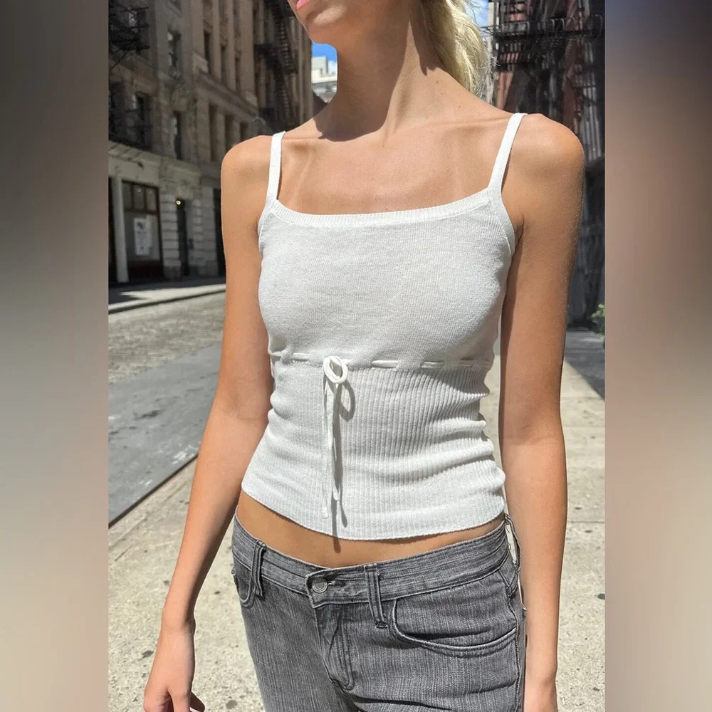 Brandy Melville | Tops | Brandy Melville White Sandra Knit Top
